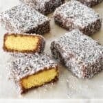 Lamingtons on plate.