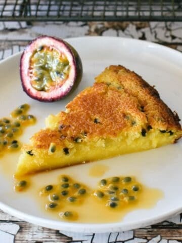 Passionfruit Impossible Pie slice.