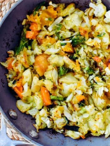 Bubble and Squeak in frypan.