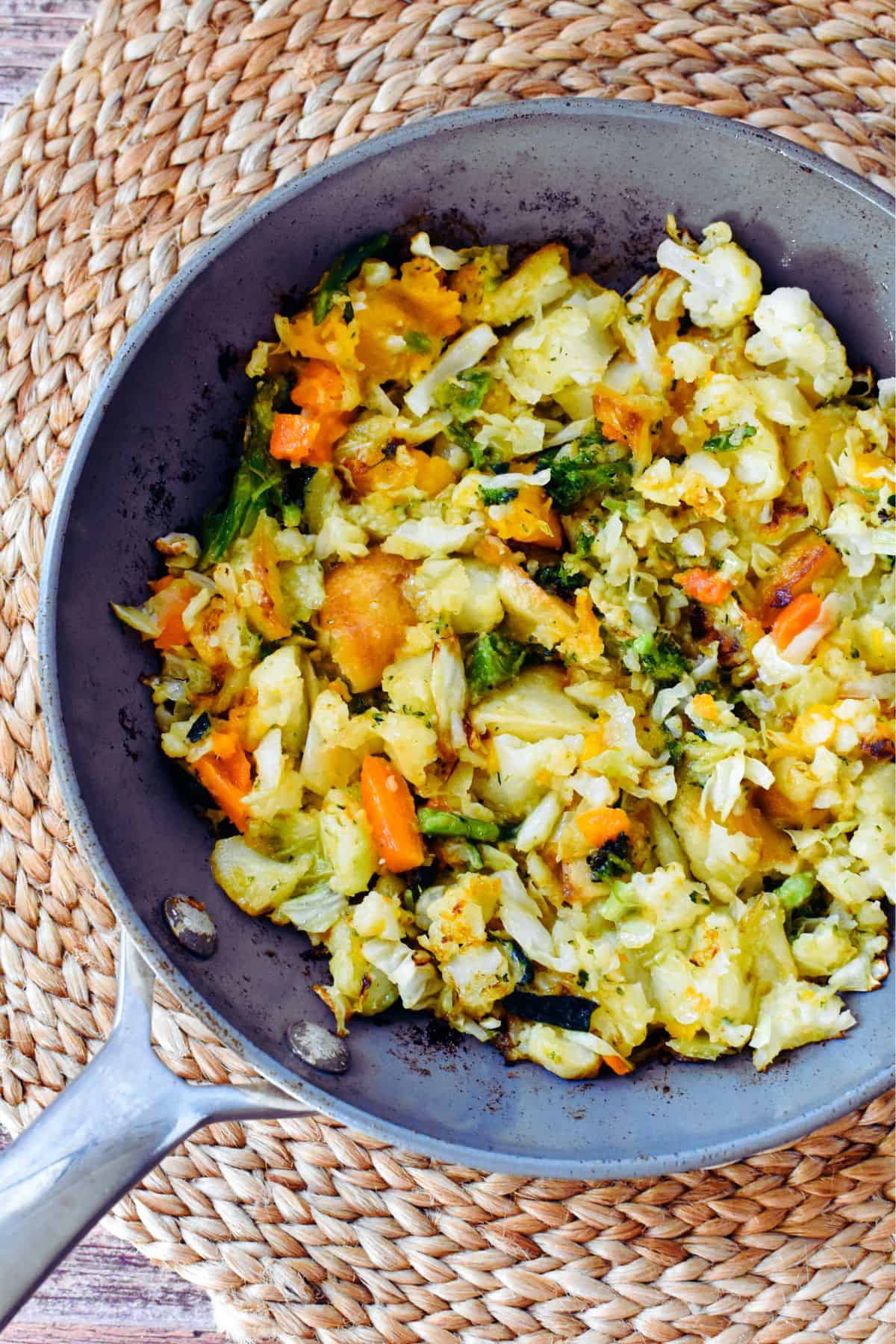 Bubble and Squeak in frypan.