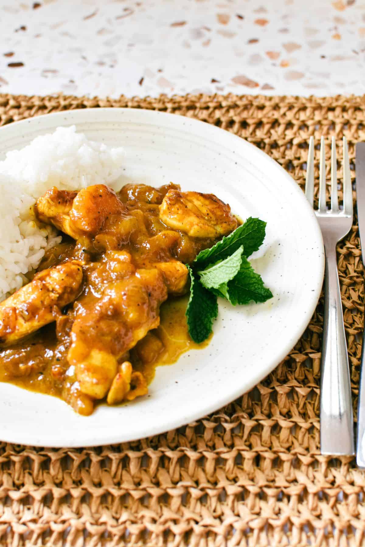 Curried Mango Chicken on plate.