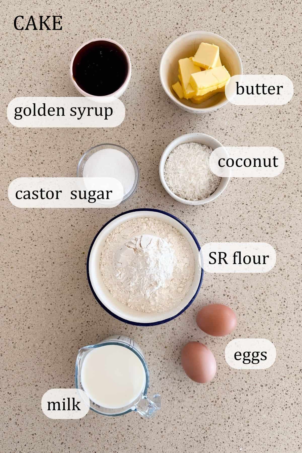 Ingredients for Anzac Cake.