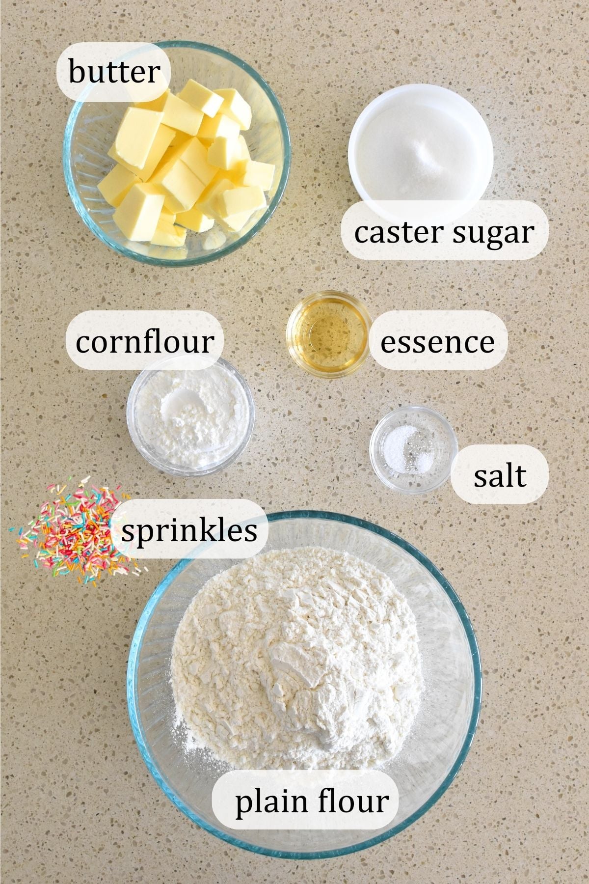 Ingredients for Easter shortbread.