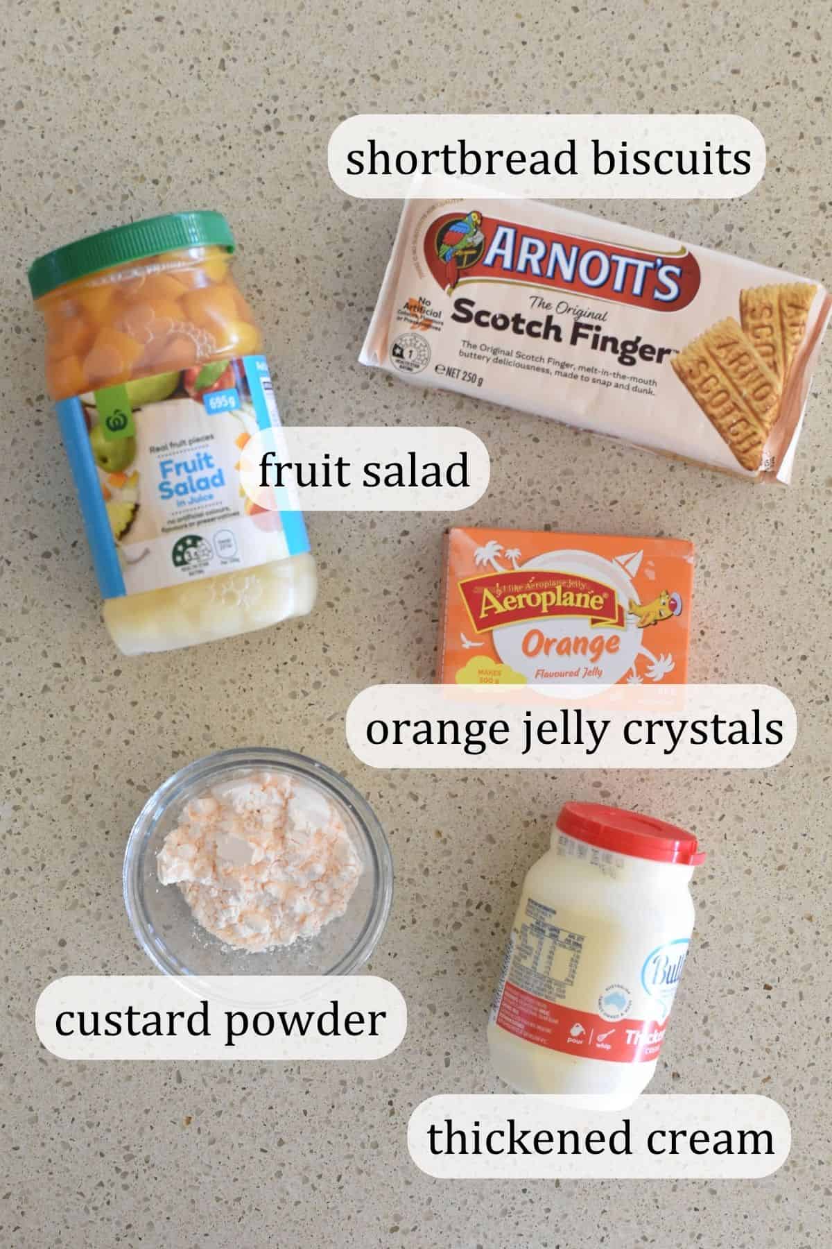 Ingredients for Fruit Salad Slice.