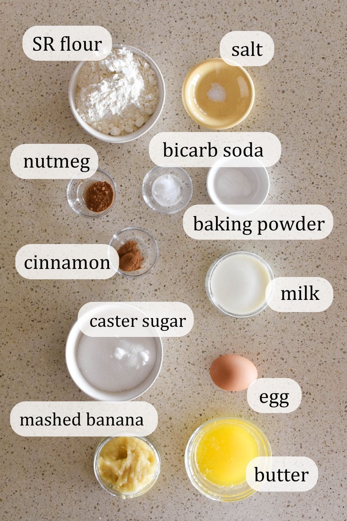Ingredients for banana slice.