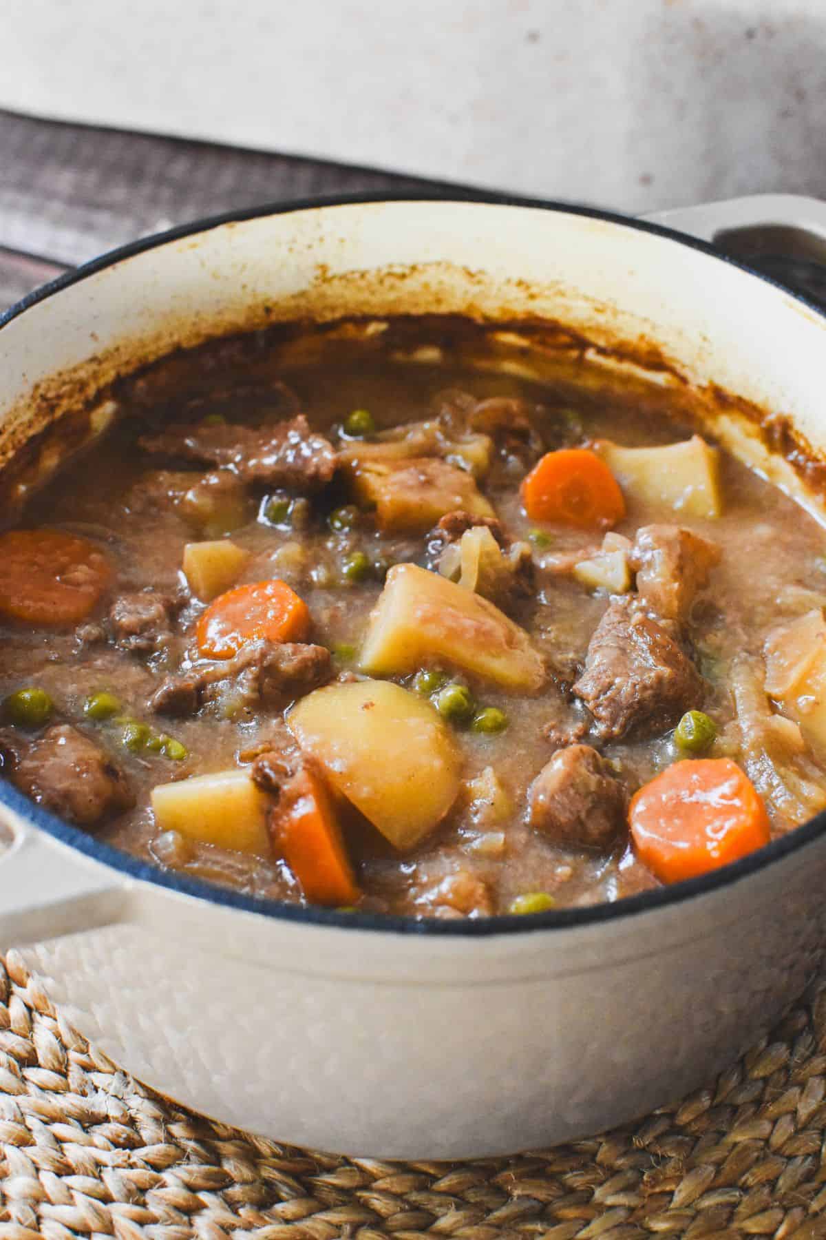 Aussie Beef Casserole in dish.
