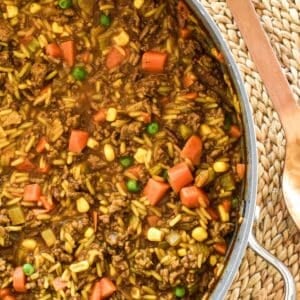 Curried Mince in pan.
