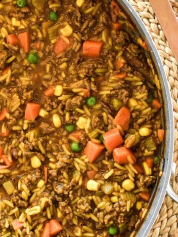 Curried Mince in pan.