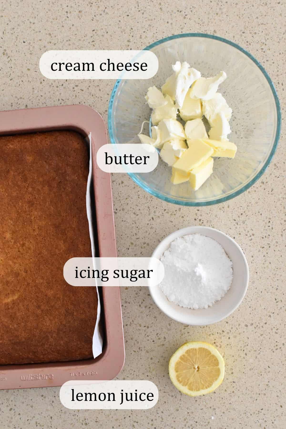Ingredients for icing banana slice.