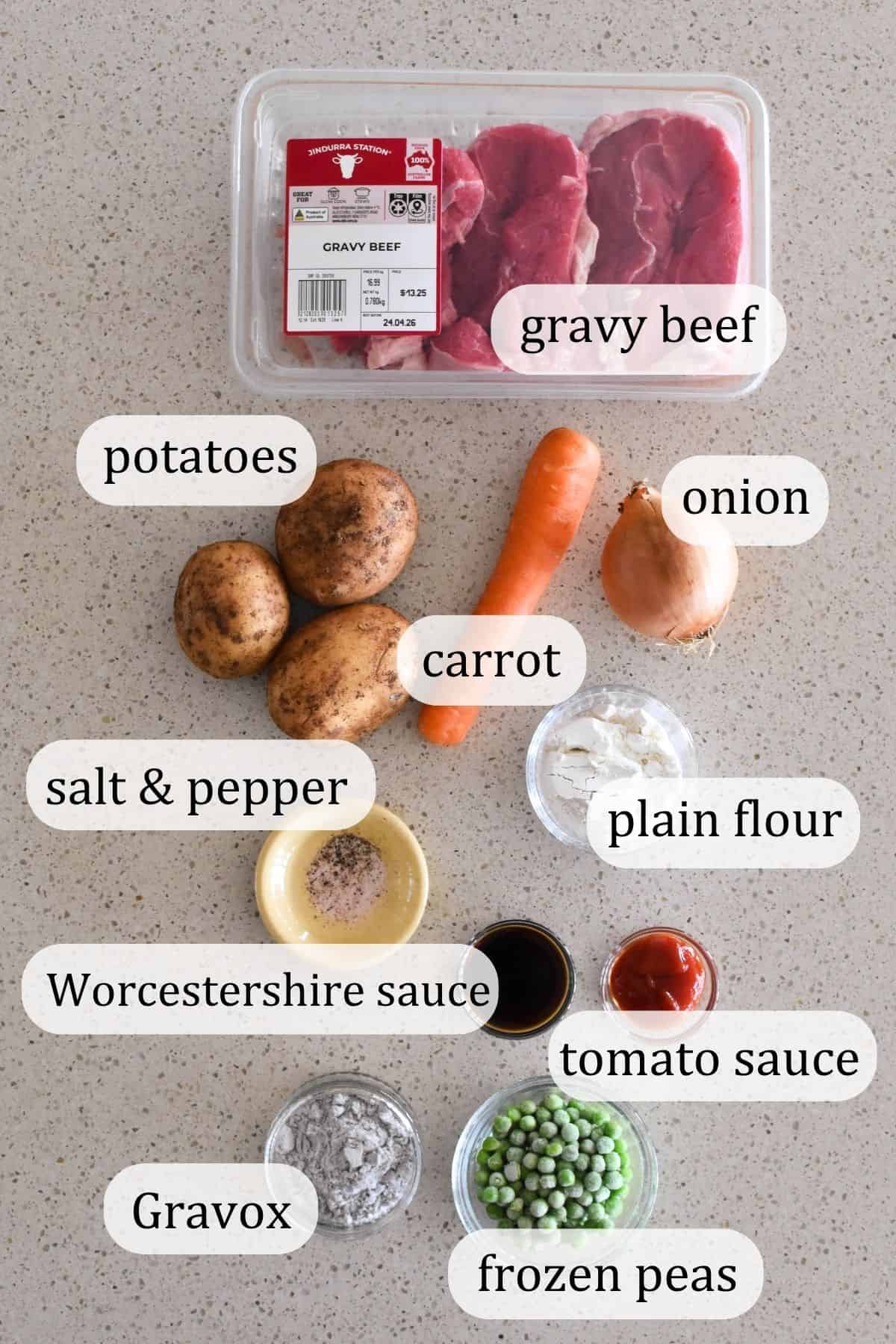 Ingredients for Beef Casserole.