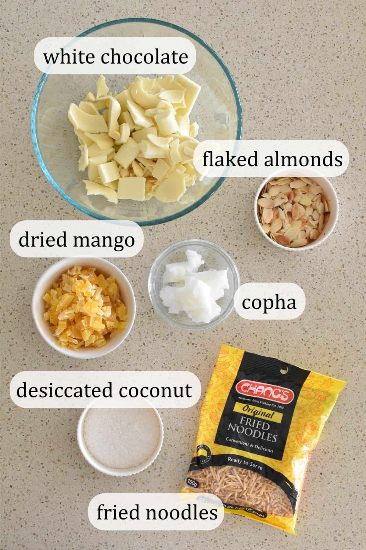 Ingredients for Mango Crunch.