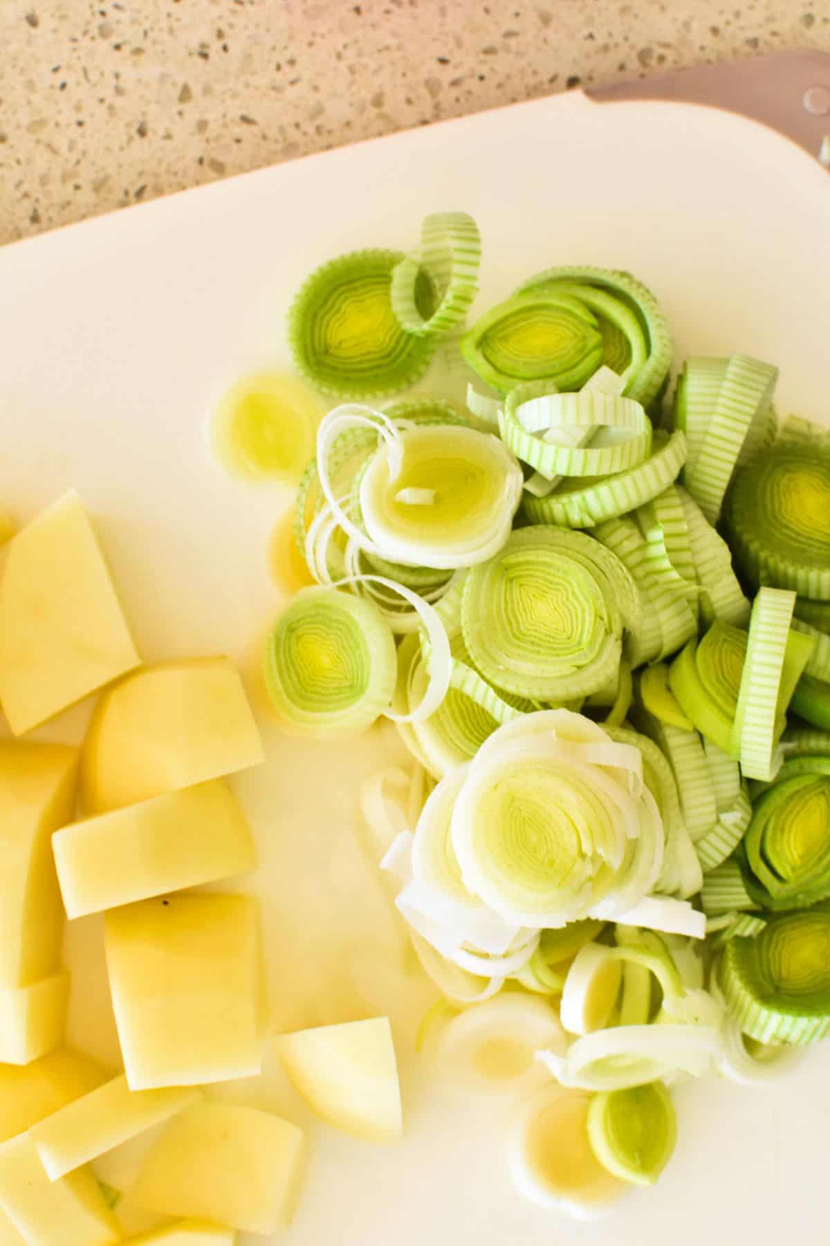 Making Potato and Leek Soup.