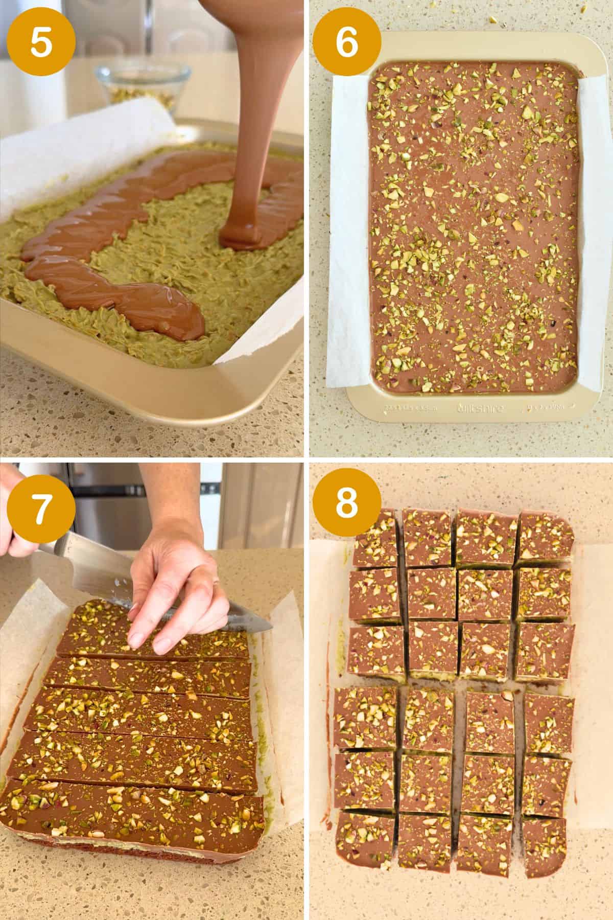 Making Dubai Chocolate Slice