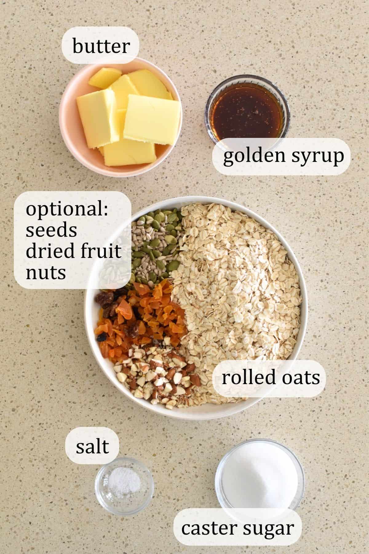 ingredients for flapjacks.