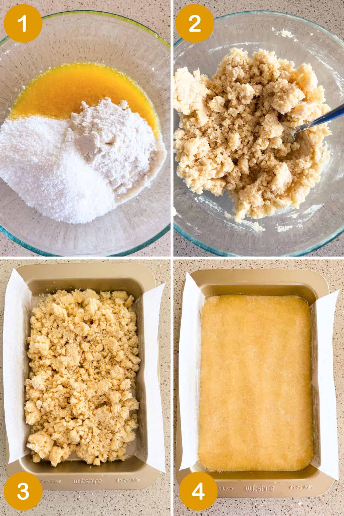 Making base for Apple and Sour cream Slice.