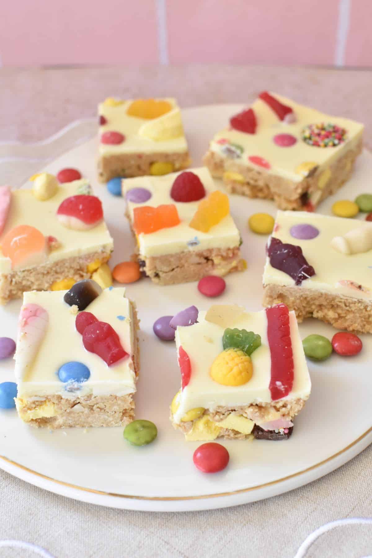 Lolly Slice on serving plate.