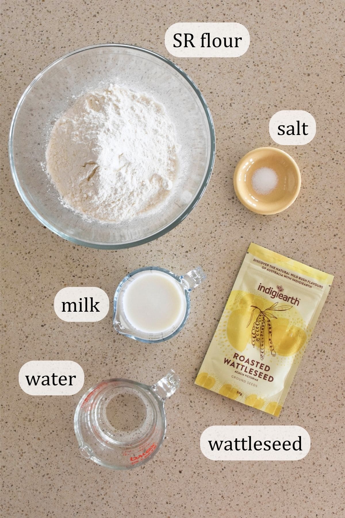 Ingredients for Wattleseed Damper.